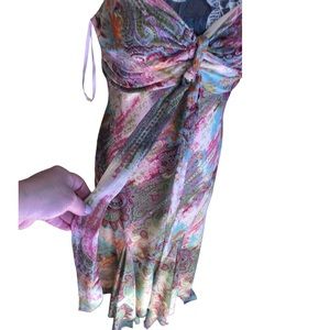 Metaphor size 12 pink print nude lining with metallic threading spaghetti straps